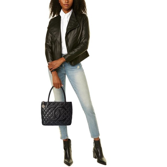 Chanel Black Quilted Caviar Leather Medallion Tote (Authentic Pre-Owned) - Picture 5 of 9